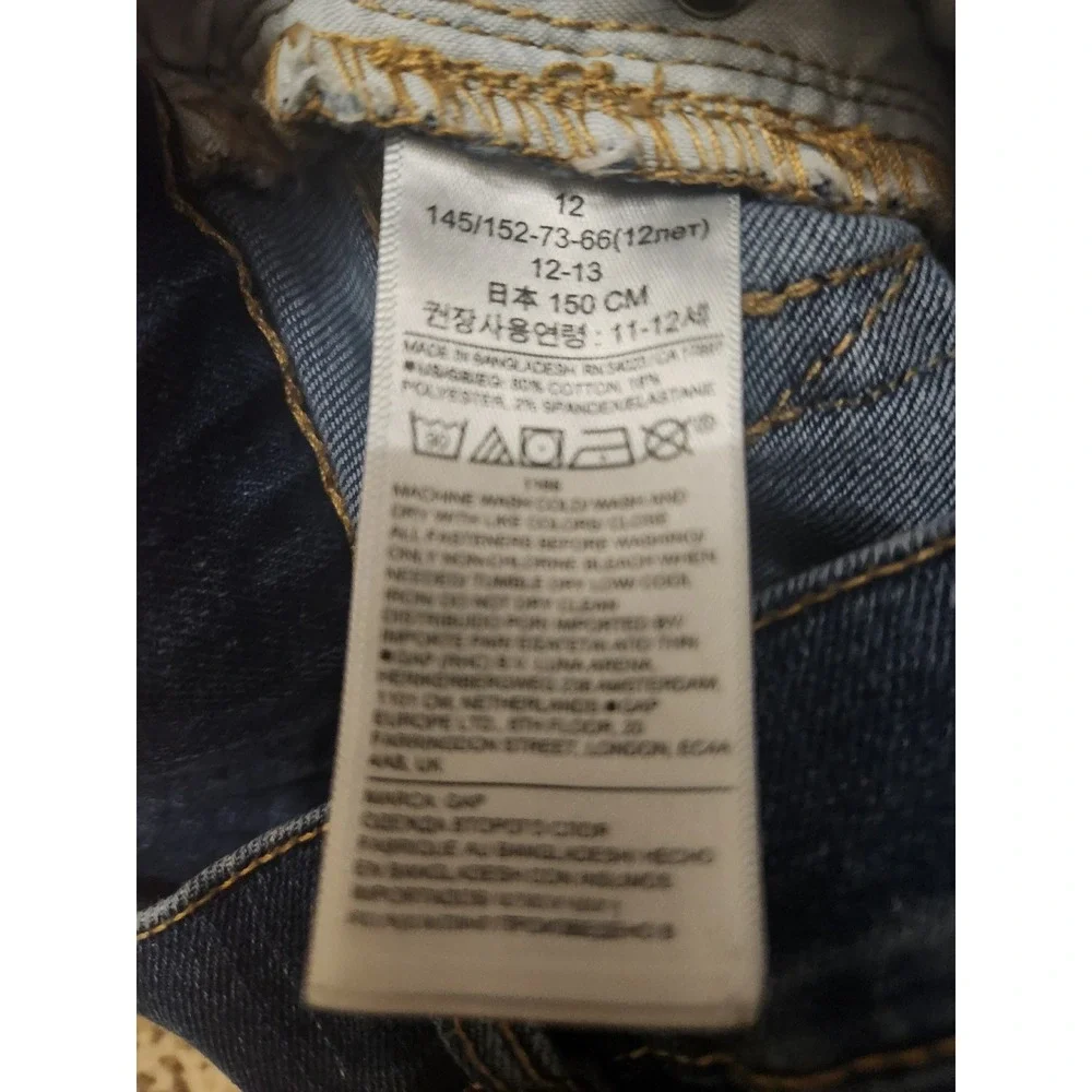 Gap Denim Original Boys‎ Size 12 Straight Leg Jeans Medium Wash Blue Stretch EUC